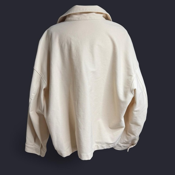 Uniqlo Boxy Cropped Jersey Jacket Off White Size XL - Picture 2 of 7
